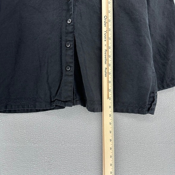 VTG Bagatelle Black 100% Linen Button Down Shirt Long Sleeve SZ XL Loose Baggy - Picture 5 of 7
